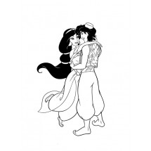 Coloriage Aladdin et Jasmine amoureux