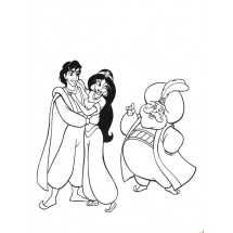 Coloriage Aladdin, Jasmine et le Sultan