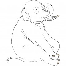 Coloriage Eléphant assis