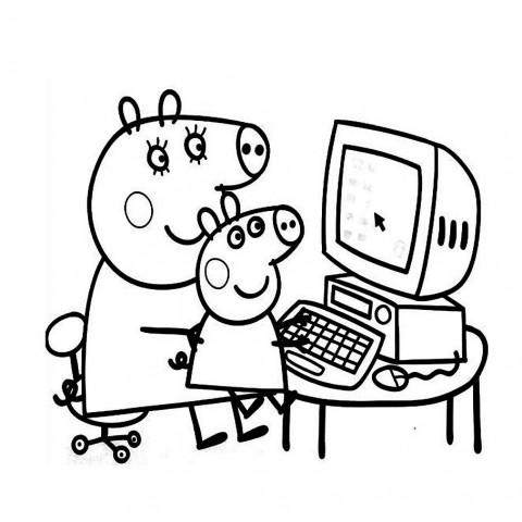 Coloriages  Maman Pig et George  Peppa Pig  Coloriages gratuits à