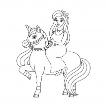 Coloriage Princesse sur son cheval