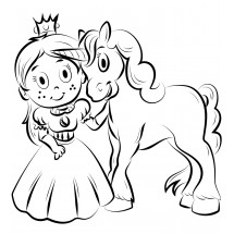 Coloriage Petite princesse et sa licorne