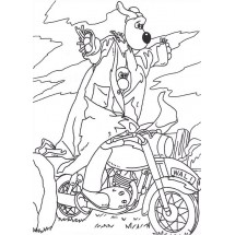 Coloriage Wallace et Gromit sur une moto