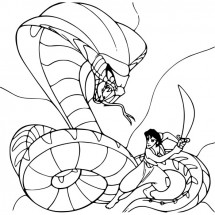 Aladdin and the snake coloring