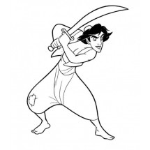 Aladdin and his sword coloring