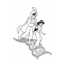 Coloriage Aladdin and Jasmine on the magic carpet
