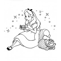 Alice and the Cheshire Cat coloring