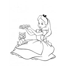 Alice and a cat coloring