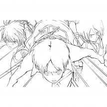 Armin, Eren and Mikasa coloring