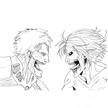 Coloriage Reiner and Eren in their titan form