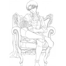 Levi Ackerman sitting in an armchair coloring