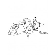 Coloriage Bambi and Thumper on the ice