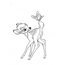 Coloriage Bambi and a butterfly