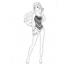Barbie in swimsuit coloring