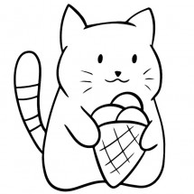 Coloriage A cat eating ice cream
