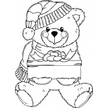 Coloriage A teddy bear with its gift