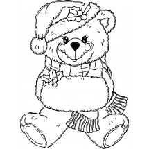 Christmas bear coloring