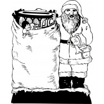 Santa Claus with his basket of gifts coloring