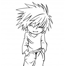 L of death note in Chibi mode coloring