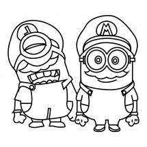 Coloriage Minions Mario and Luigi