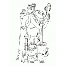 Coloriage Gru, Lucy and the Minions