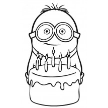 Coloriage Minion with a cake