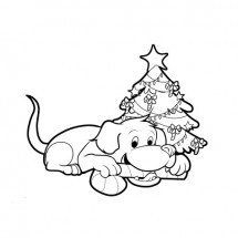 Dog at christmas coloring