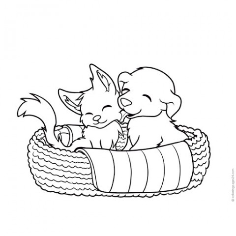 coloring page dog and cat dogs free printable coloring pages