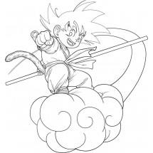 Coloriage Son Goku on his cloud