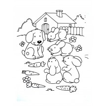 Coloriage Rabbits and dog