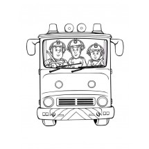 Fireman Sam team in a truck coloring
