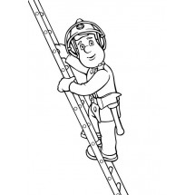 Fireman Sam on his ladder coloring