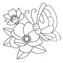 Coloriage Flower and butterfly