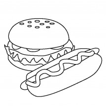 Coloriage Hamburger and Hot-dog