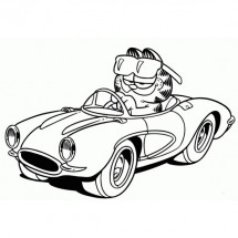 Coloriage Garfield in his car