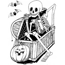 A Halloween skeleton coloring