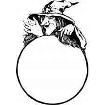 Coloriage A witch and her crystal ball