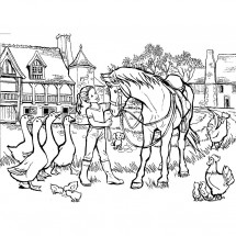 Coloriage Horse on the farm