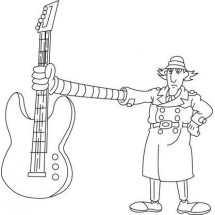Coloriage Inspector Gadget and his guitar