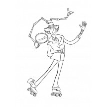 Coloriage Inspector Gadget on his rollerblades