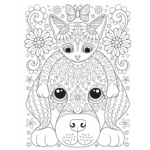 Coloriage Cat and Dog Mandala