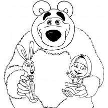 Coloriage Masha, the Bear and the Rabbit