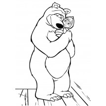 Masha and the Bear are hug coloring