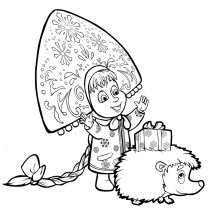 Masha and a hedgehog coloring