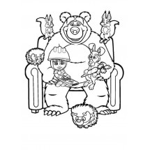 Coloriage Masha, the Bear and their friends