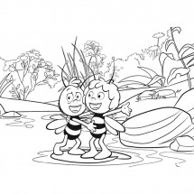 Coloriage Maya and Willy in the water