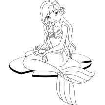 Mermaid with a flower coloring