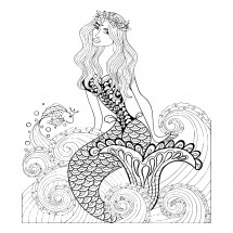 Coloriage Mermaid on a wave