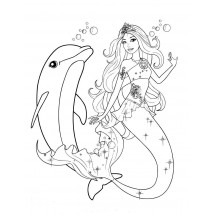 Coloriage Mermaid and a dolphin