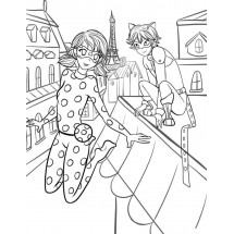 Ladybug and Cat Noir in Paris coloring